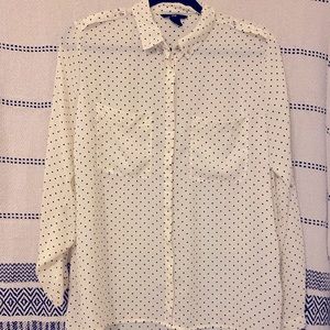 White and black dot button up from H&M